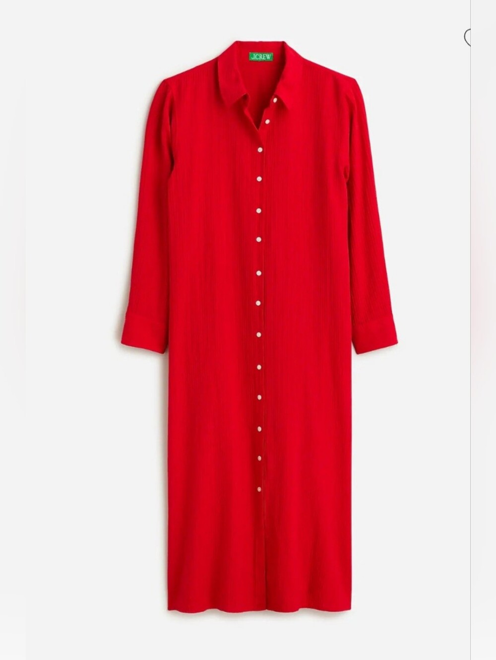 J. Crew Red Long Beach Shirt in Airy Gauze